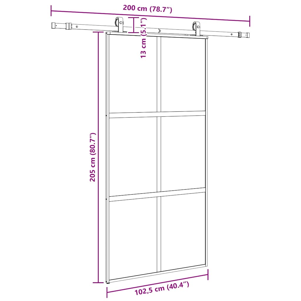 vidaXL Drzwi przesuwne z zestawem okuć czarne 102,5x205 cm