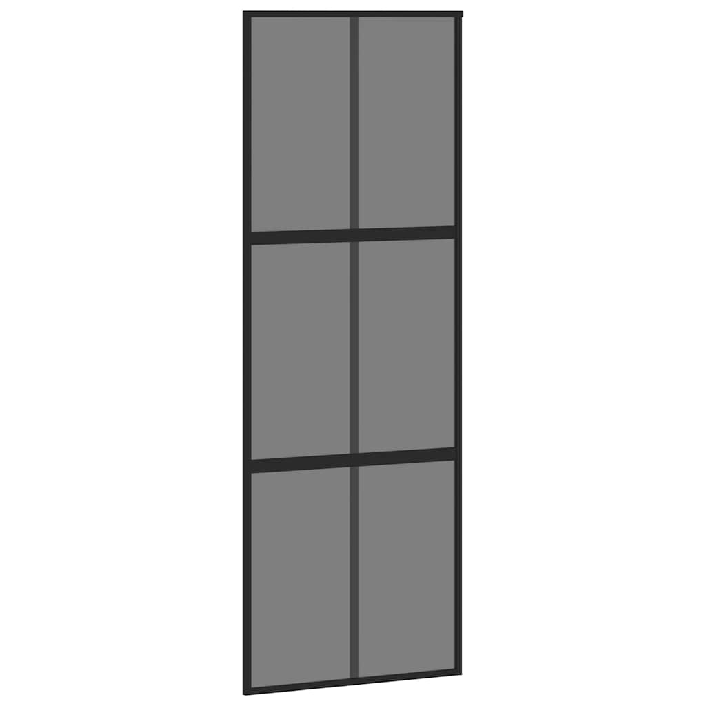 vidaXL Drzwi przesuwne z zestawem okuć czarne 76x205cm szkło hartowane