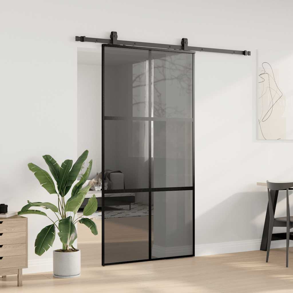 vidaXL Drzwi przesuwne z zestawem okuć czarne 102,5x205 cm