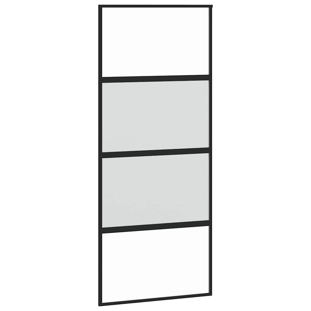 vidaXL Drzwi przesuwne z zestawem okuć czarne 90x205cm szkło hartowane