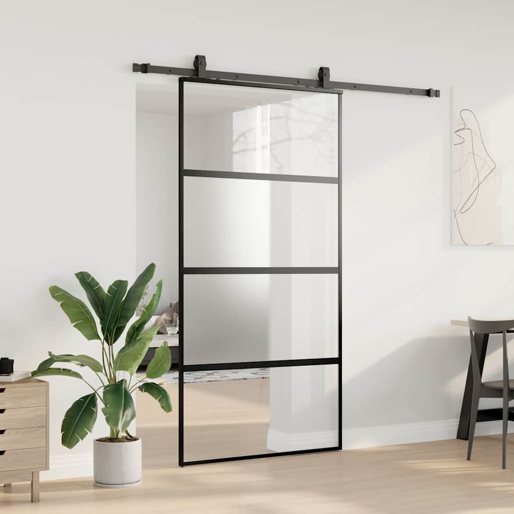 vidaXL Drzwi przesuwne z zestawem okuć czarne 102,5x205 cm