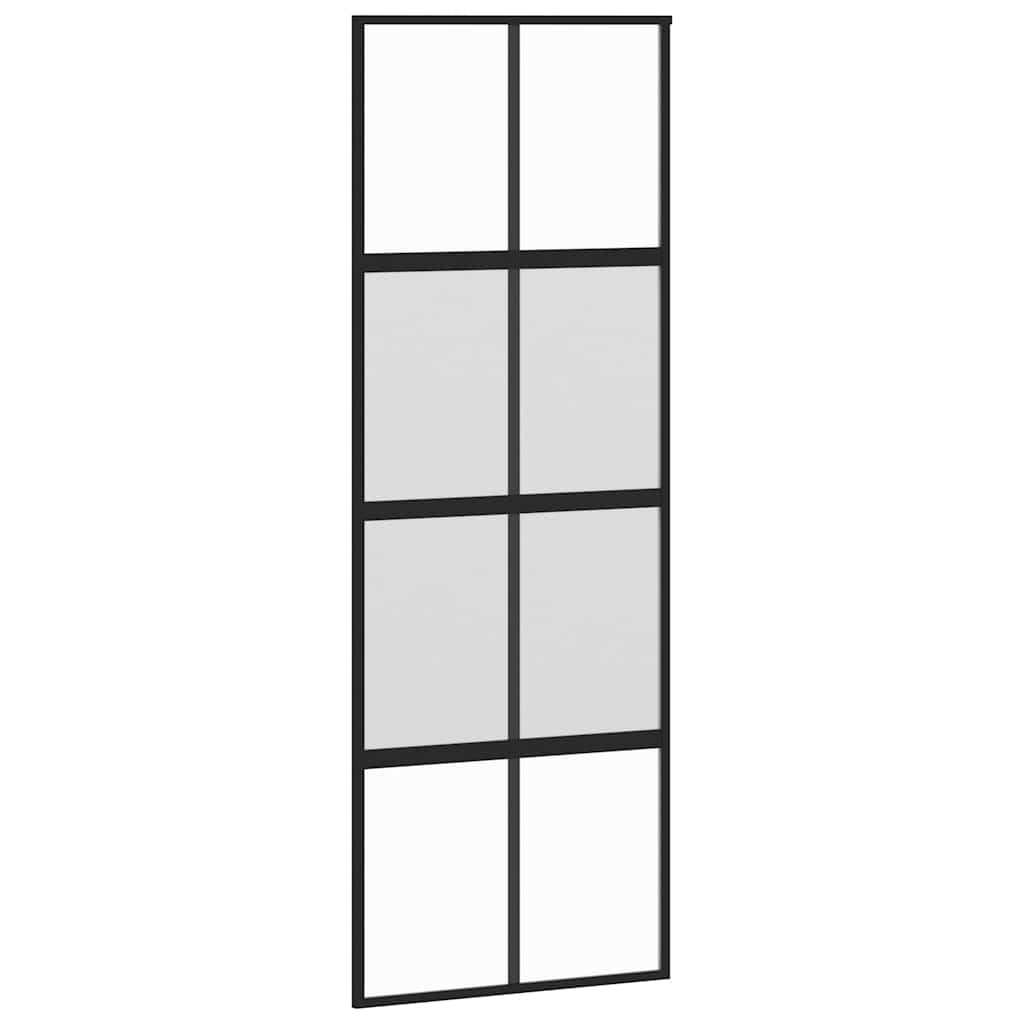 vidaXL Drzwi przesuwne z zestawem okuć czarne 76x205cm szkło hartowane