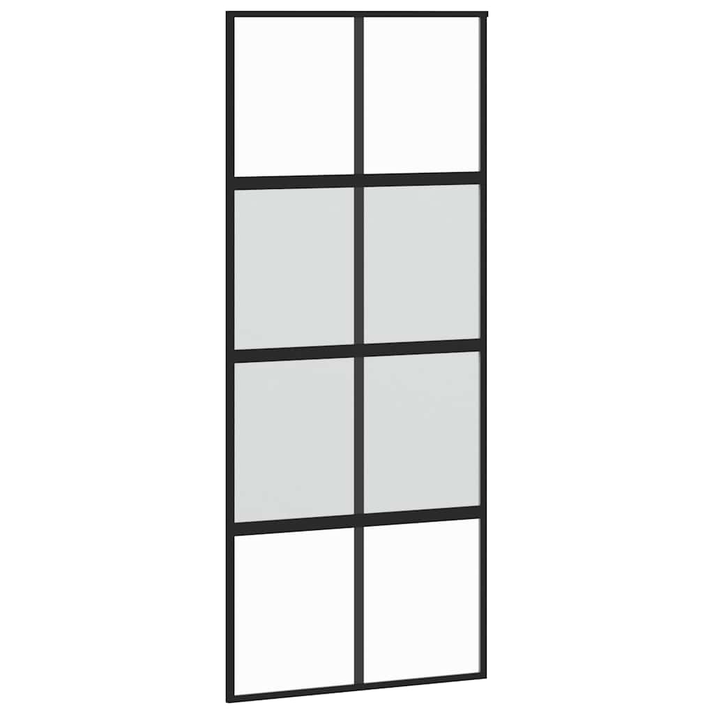 vidaXL Drzwi przesuwne z zestawem okuć czarne 90x205cm szkło hartowane