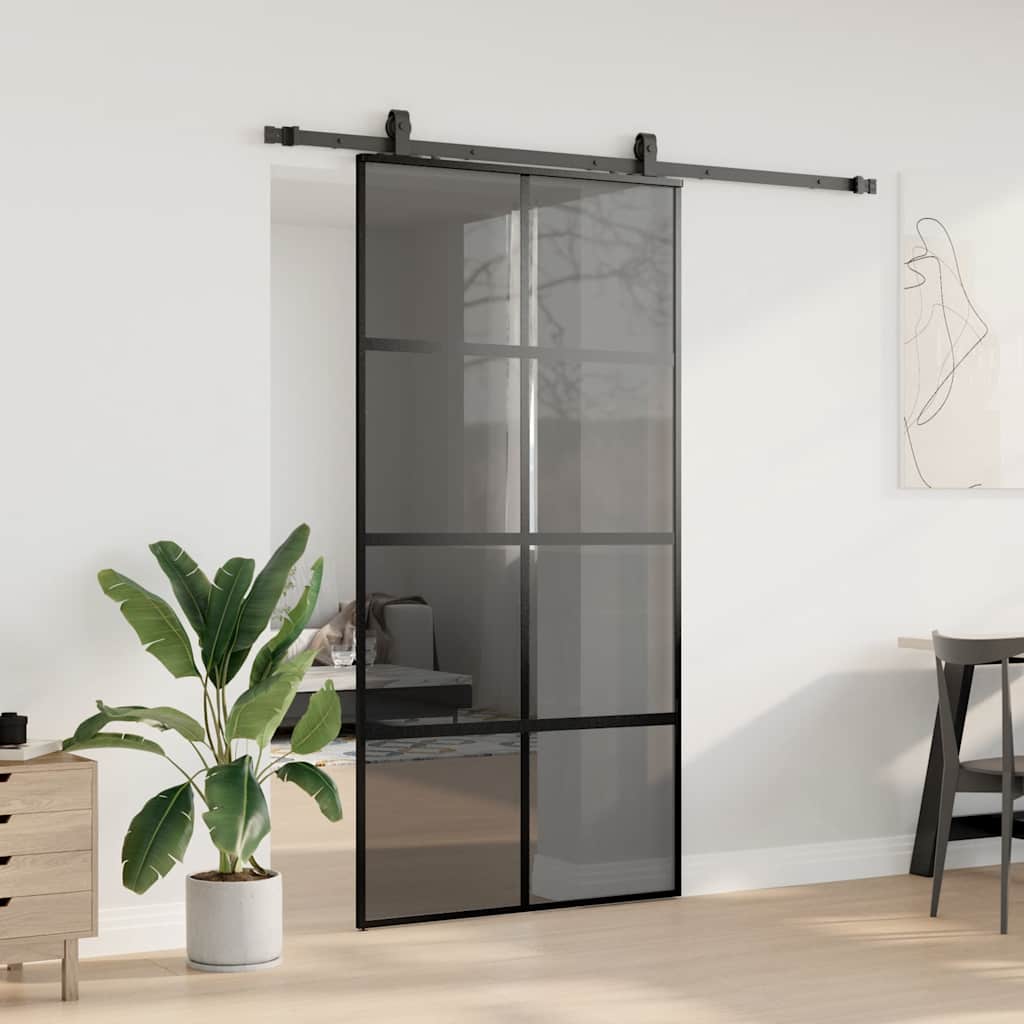 vidaXL Drzwi przesuwne z zestawem okuć czarne 102,5x205 cm