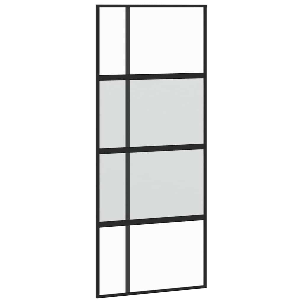 vidaXL Drzwi przesuwne z zestawem okuć czarne 90x205cm szkło hartowane