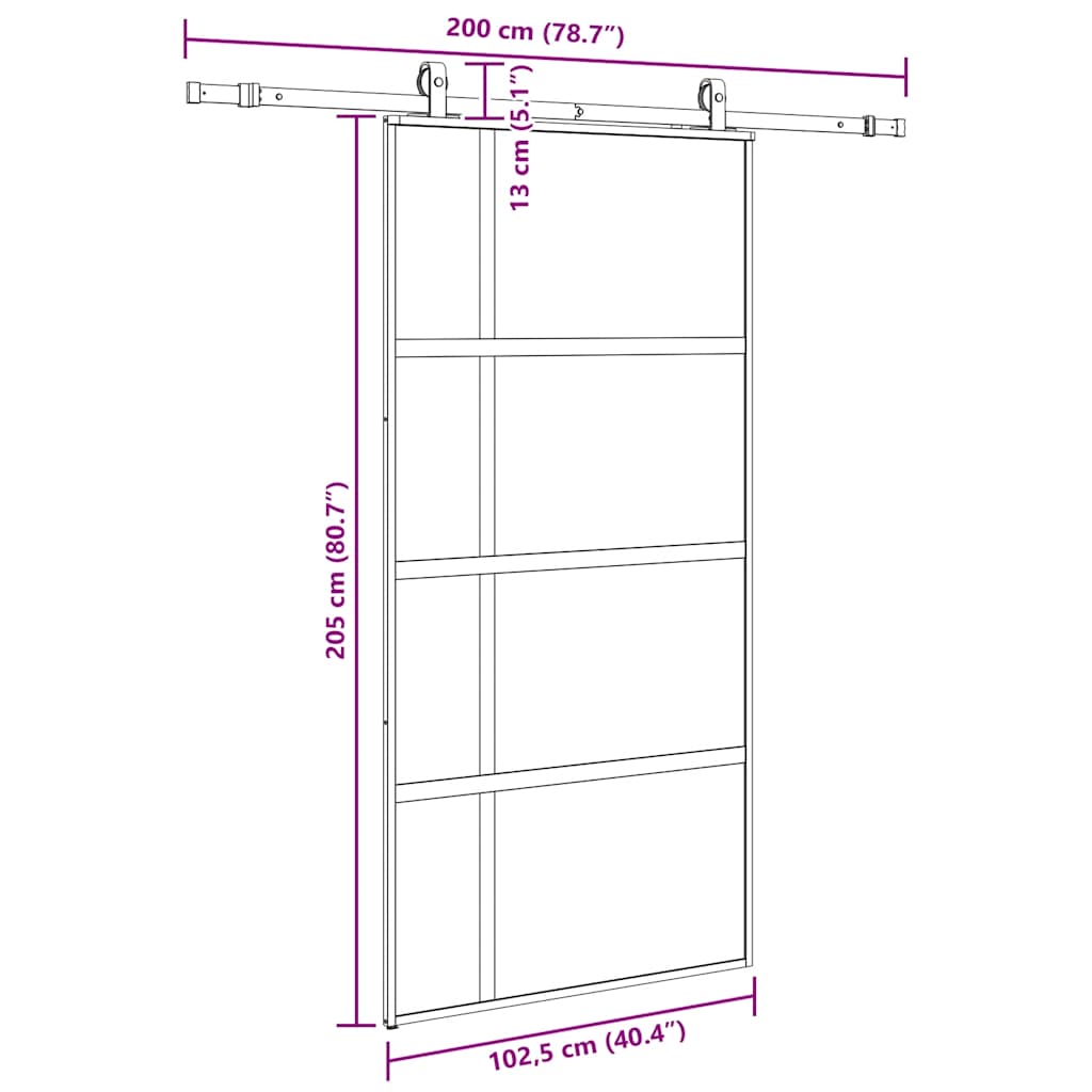 vidaXL Drzwi przesuwne z zestawem okuć czarne 102,5x205 cm