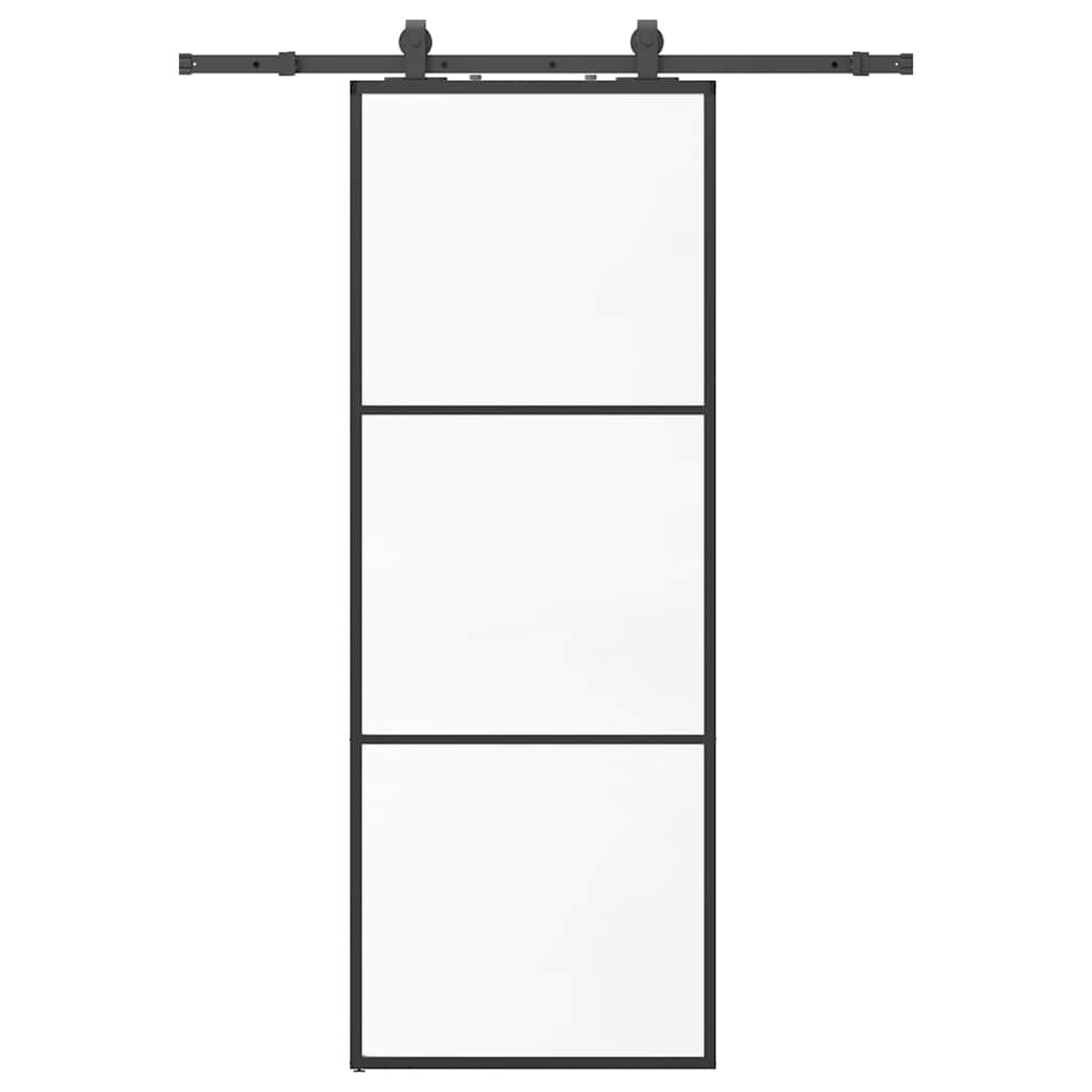 vidaXL Drzwi przesuwne z zestawem okuć czarne 76x205 cm ESG szkło