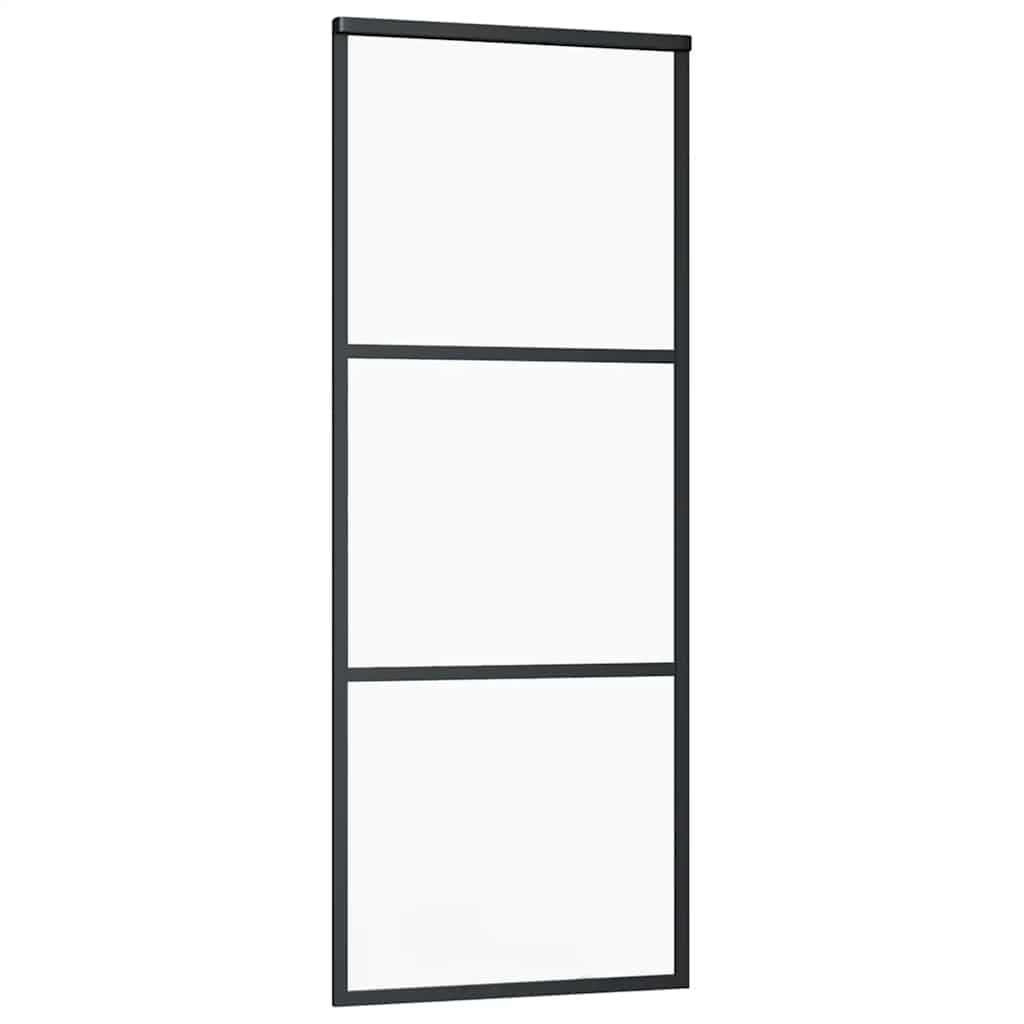 vidaXL Drzwi przesuwne z zestawem okuć czarne 76x205 cm ESG szkło