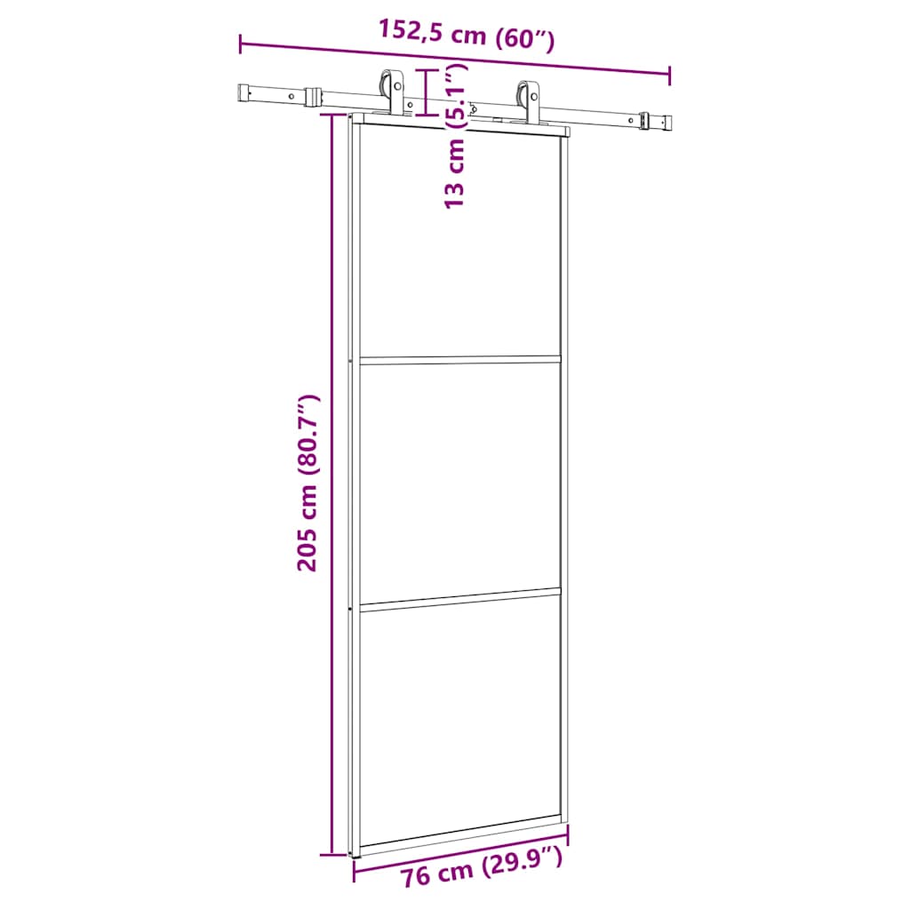 vidaXL Drzwi przesuwne z zestawem okuć czarne 76x205 cm ESG szkło