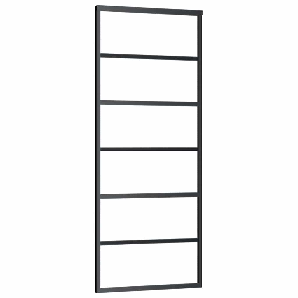 vidaXL Drzwi przesuwne z zestawem okuć czarne 76x205 cm ESG szkło