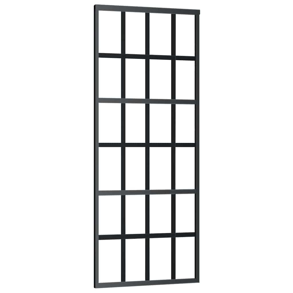 vidaXL Drzwi przesuwne z zestawem okuć czarne 76x205 cm ESG szkło