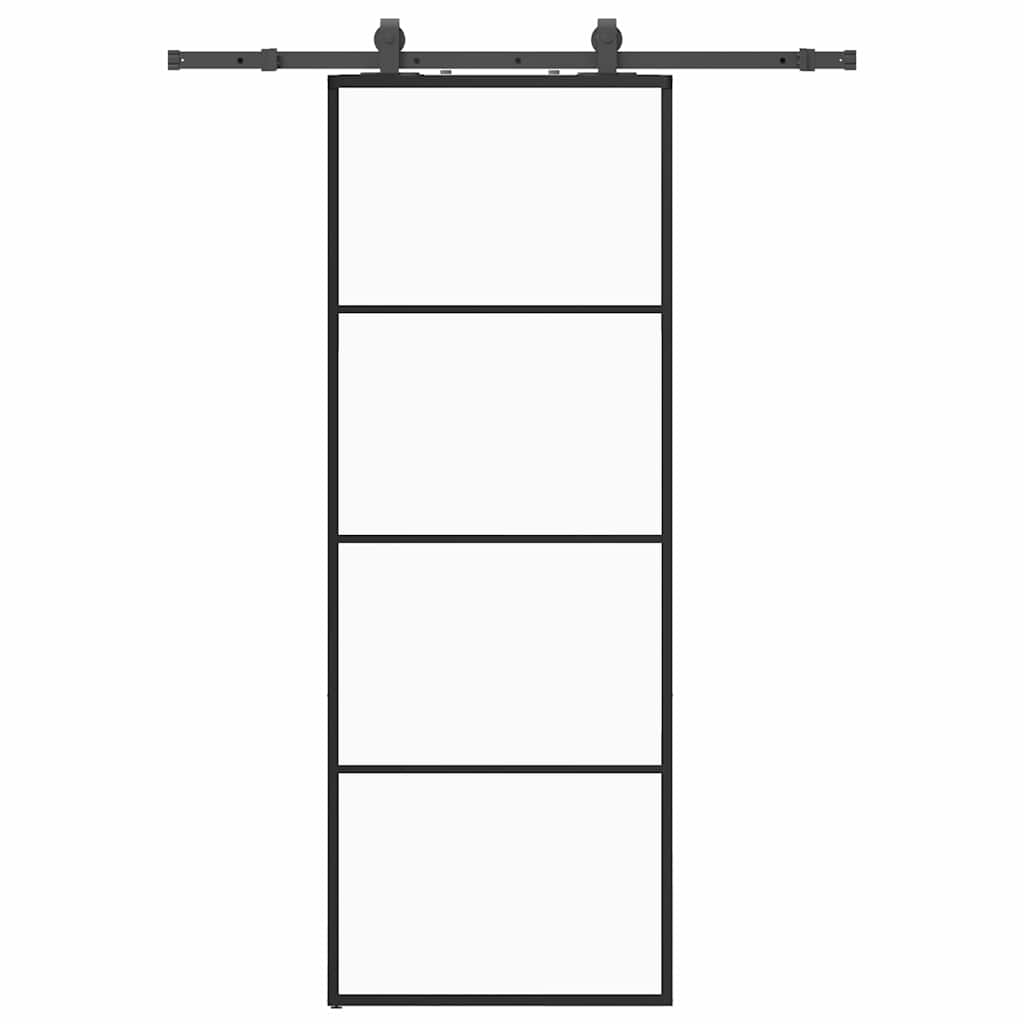 vidaXL Drzwi przesuwne z zestawem okuć czarne 76x205 cm ESG szkło
