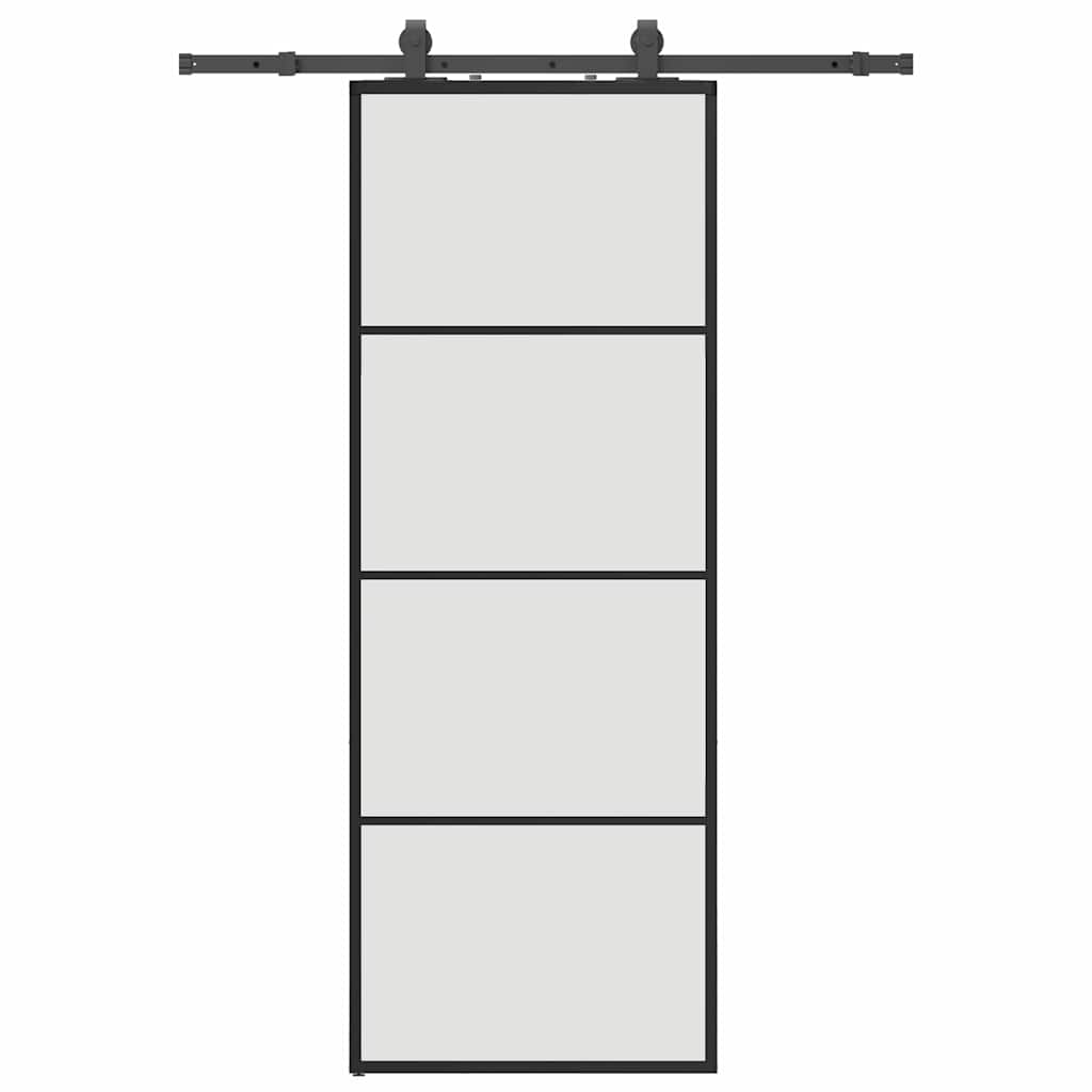 vidaXL Drzwi przesuwne z zestawem okuć czarne 76x205 cm ESG szkło