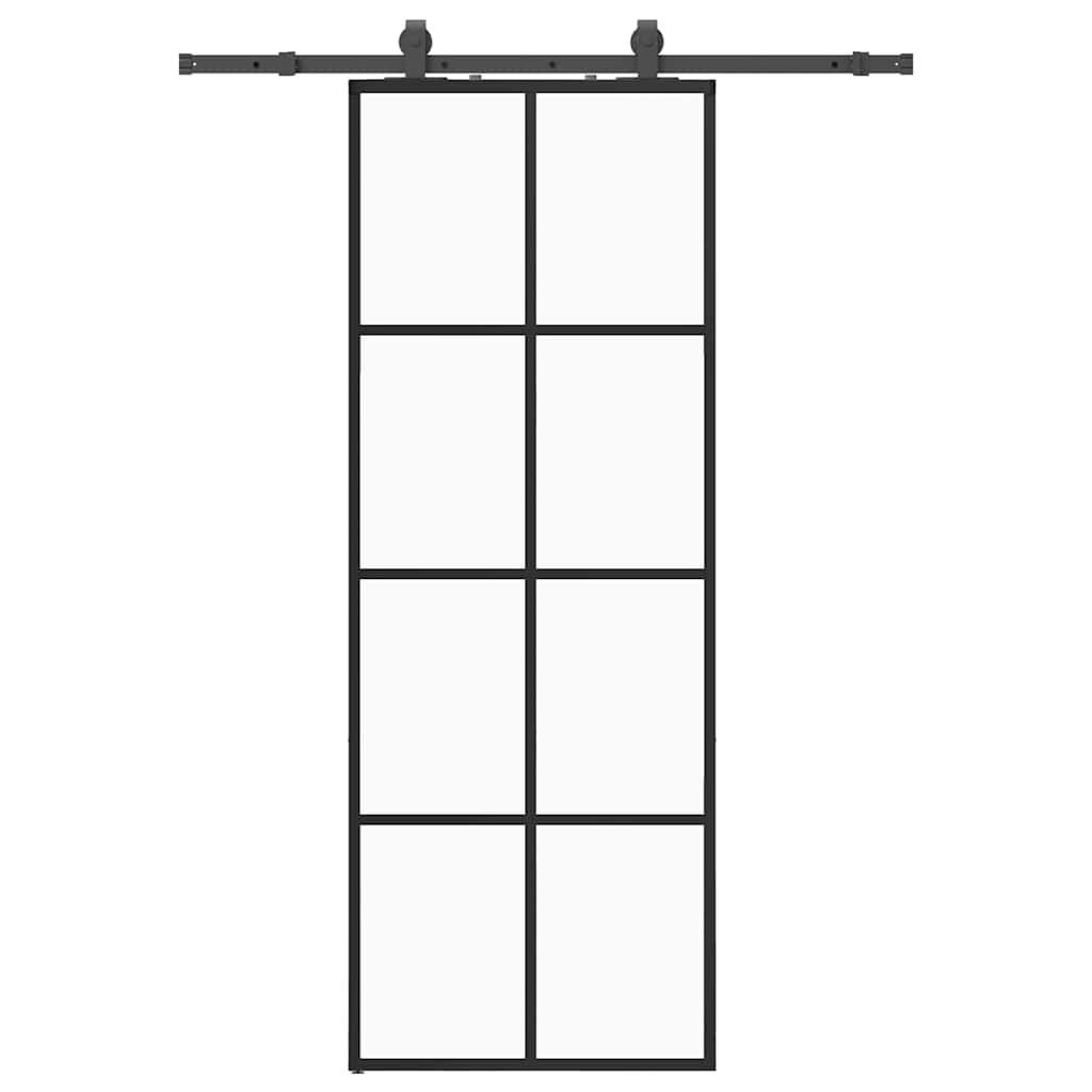 vidaXL Drzwi przesuwne z zestawem okuć czarne 76x205 cm ESG szkło
