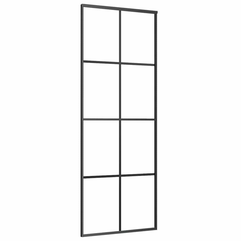vidaXL Drzwi przesuwne z zestawem okuć czarne 76x205 cm ESG szkło