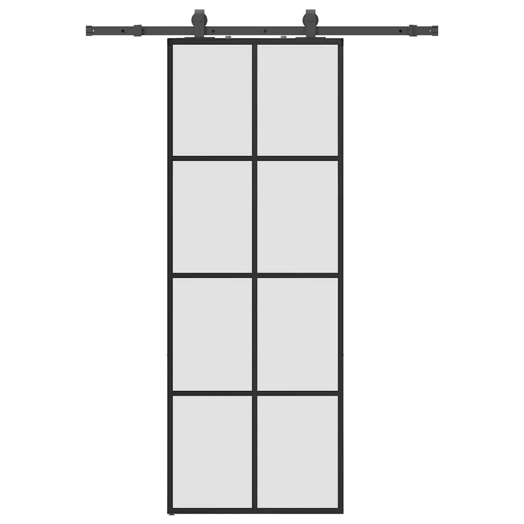 vidaXL Drzwi przesuwne z zestawem okuć czarne 76x205 cm ESG szkło