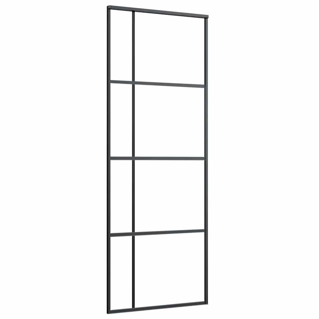 vidaXL Drzwi przesuwne z zestawem okuć czarne 76x205 cm ESG szkło