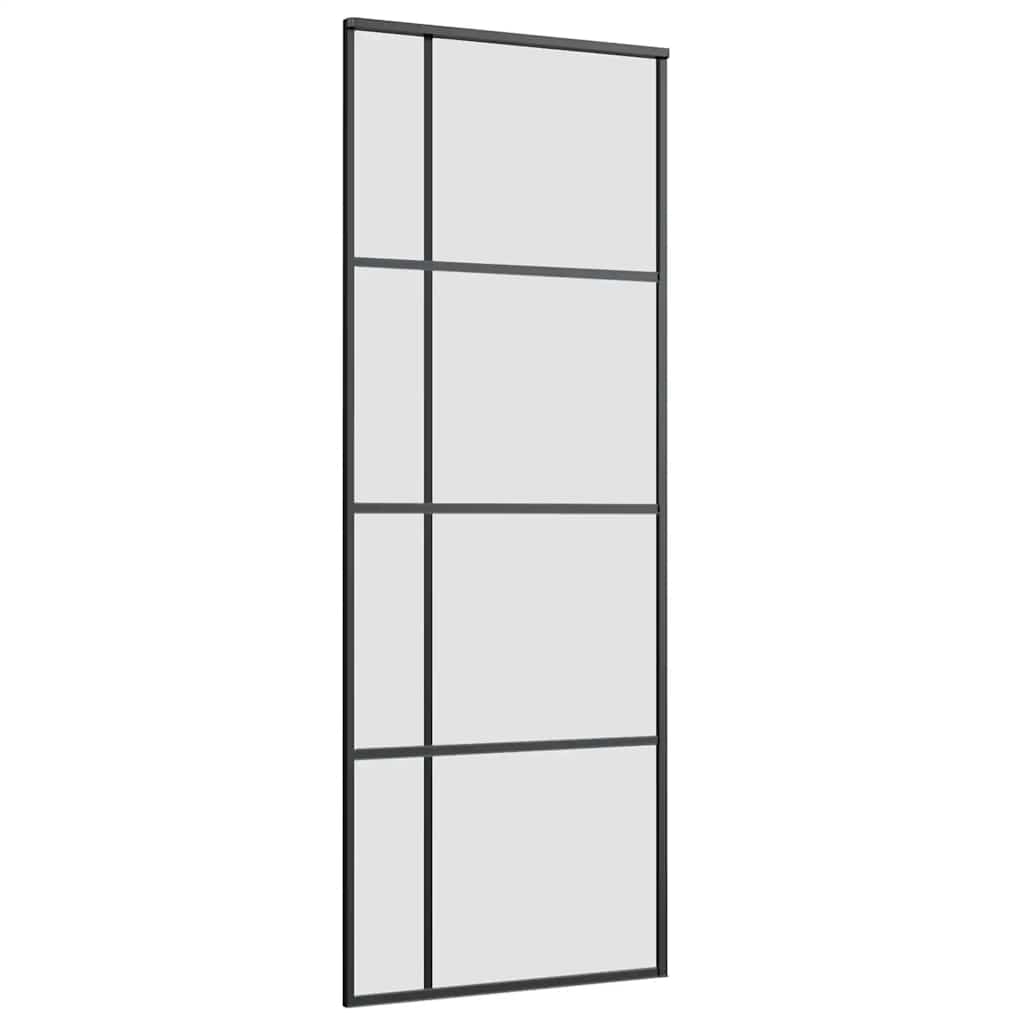 vidaXL Drzwi przesuwne z zestawem okuć czarne 76x205 cm ESG szkło