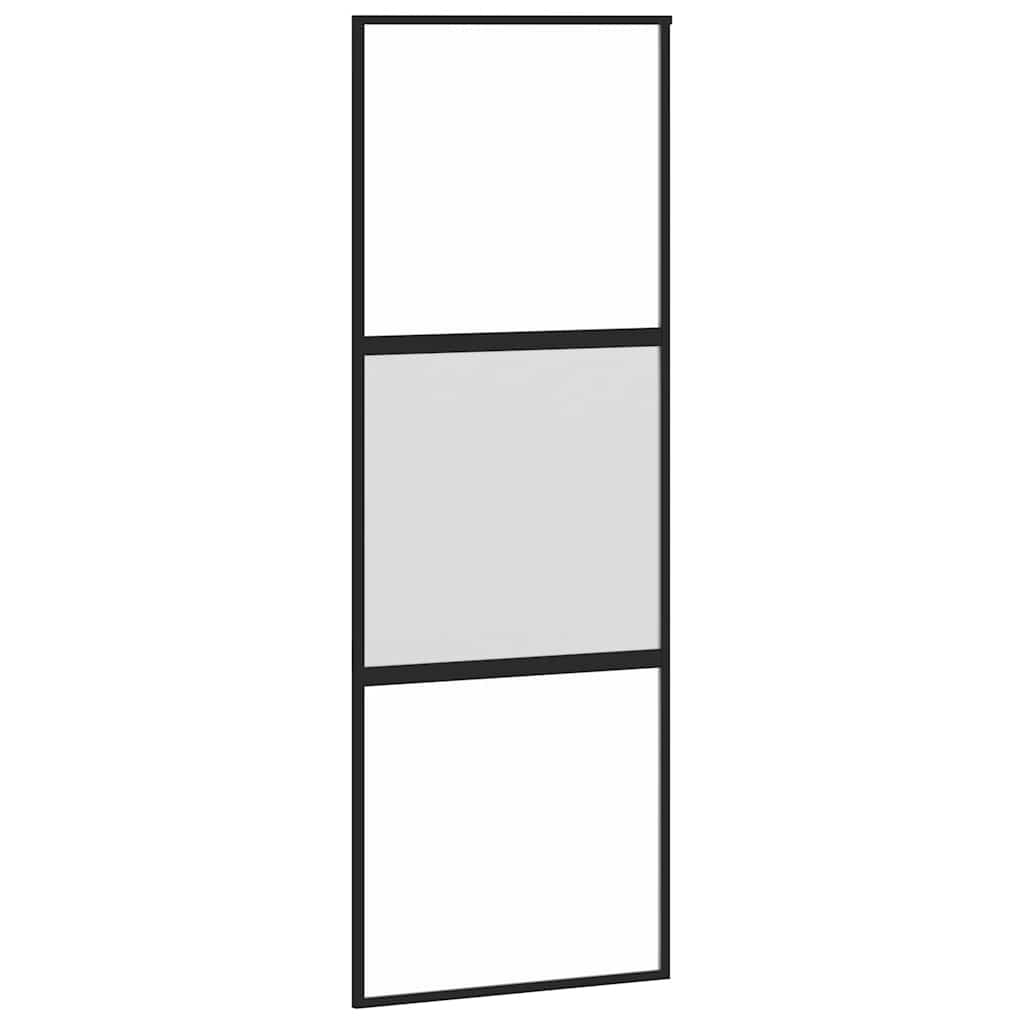 vidaXL Drzwi przesuwne z zestawem okuć czarne 76x205cm szkło hartowane