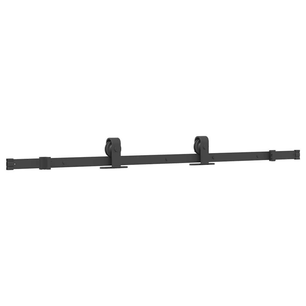 vidaXL Drzwi przesuwne z zestawem okuć czarne 76x205cm szkło hartowane