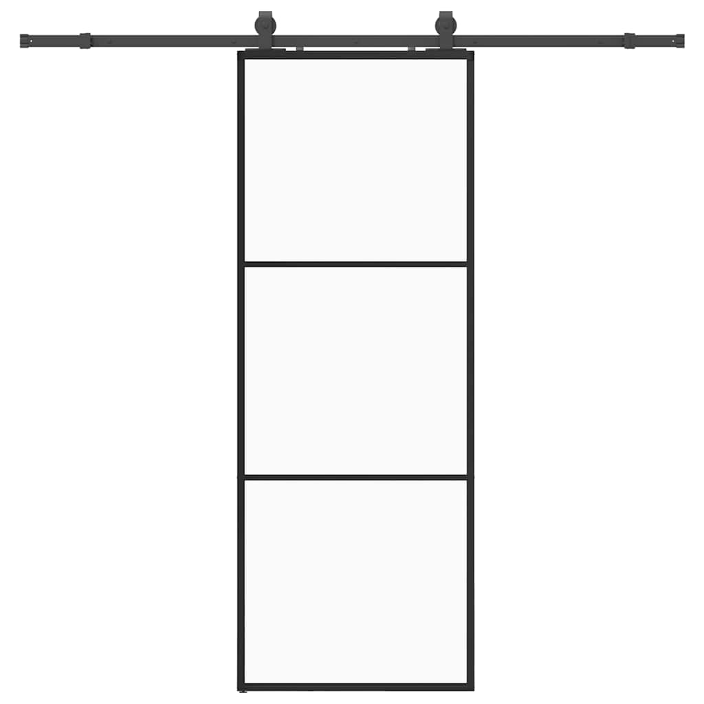vidaXL Drzwi przesuwne z zestawem okuć czarne 76x205 cm ESG szkło