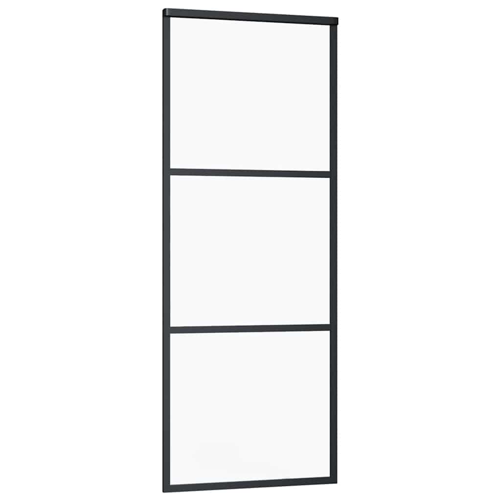 vidaXL Drzwi przesuwne z zestawem okuć czarne 76x205 cm ESG szkło