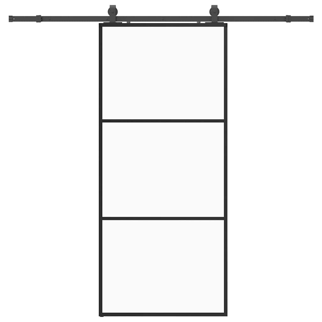 vidaXL Drzwi przesuwne z zestawem okuć czarne 90x205 cm ESG szkło