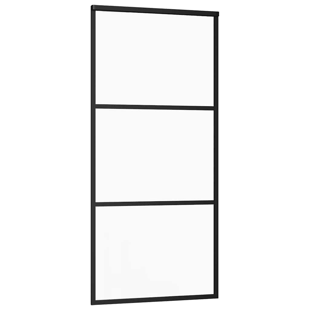 vidaXL Drzwi przesuwne z zestawem okuć czarne 90x205 cm ESG szkło