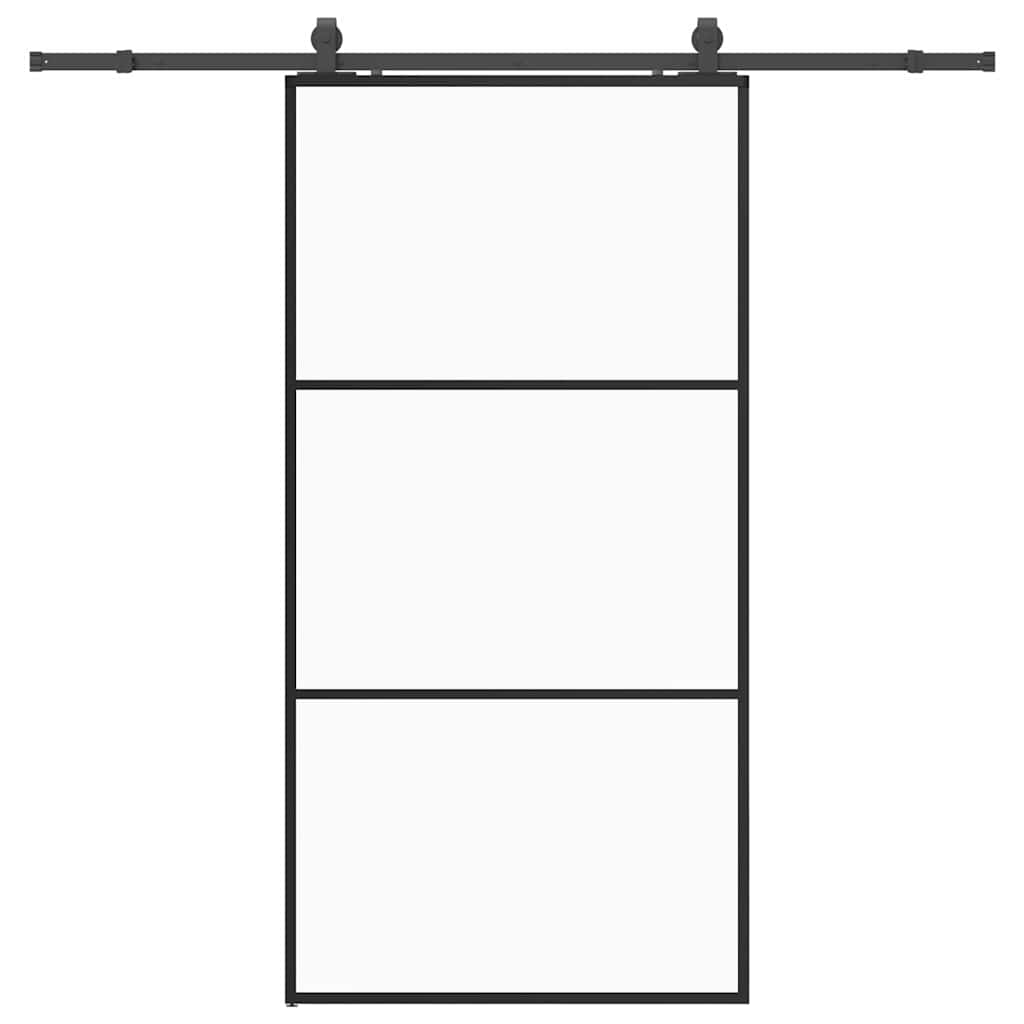 vidaXL Drzwi przesuwne z zestawem okuć czarne 102x205 cm ESG szkło