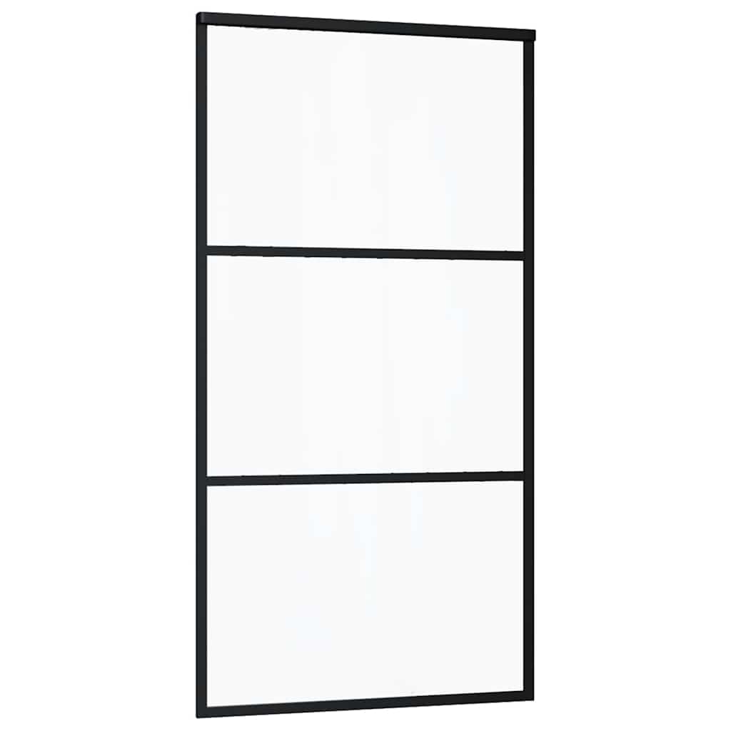 vidaXL Drzwi przesuwne z zestawem okuć czarne 102x205 cm ESG szkło