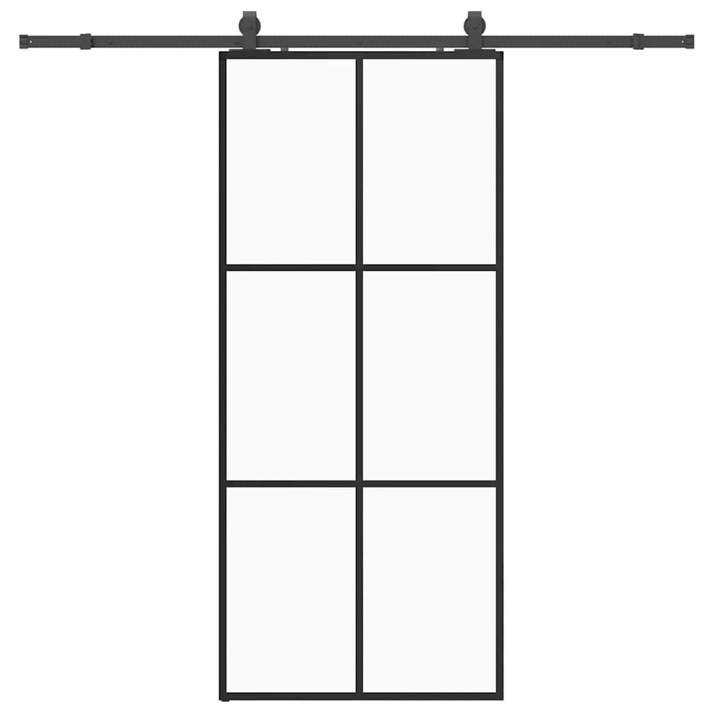 vidaXL Drzwi przesuwne z zestawem okuć czarne 90x205 cm ESG szkło