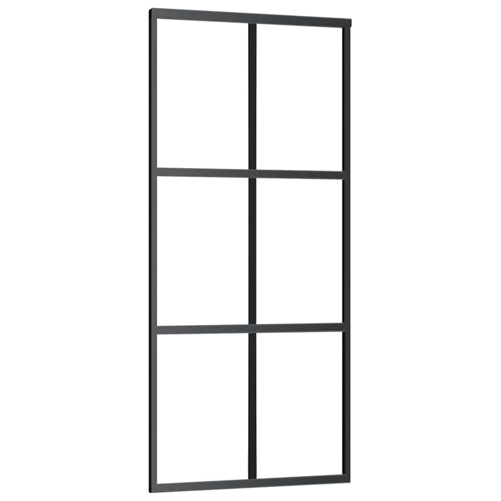 vidaXL Drzwi przesuwne z zestawem okuć czarne 90x205 cm ESG szkło