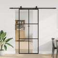 vidaXL Drzwi przesuwne z zestawem okuć czarne 90x205 cm ESG szkło