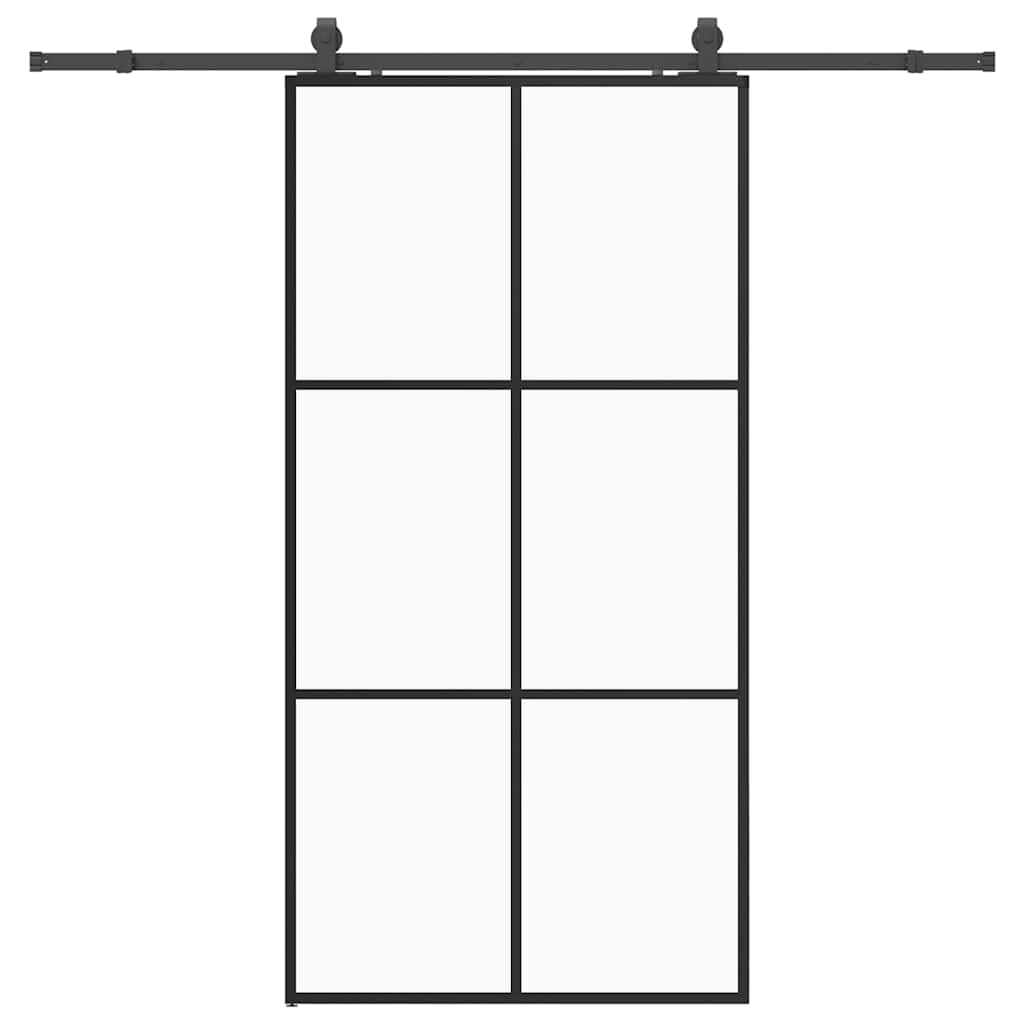 vidaXL Drzwi przesuwne z zestawem okuć czarne 102x205 cm ESG szkło