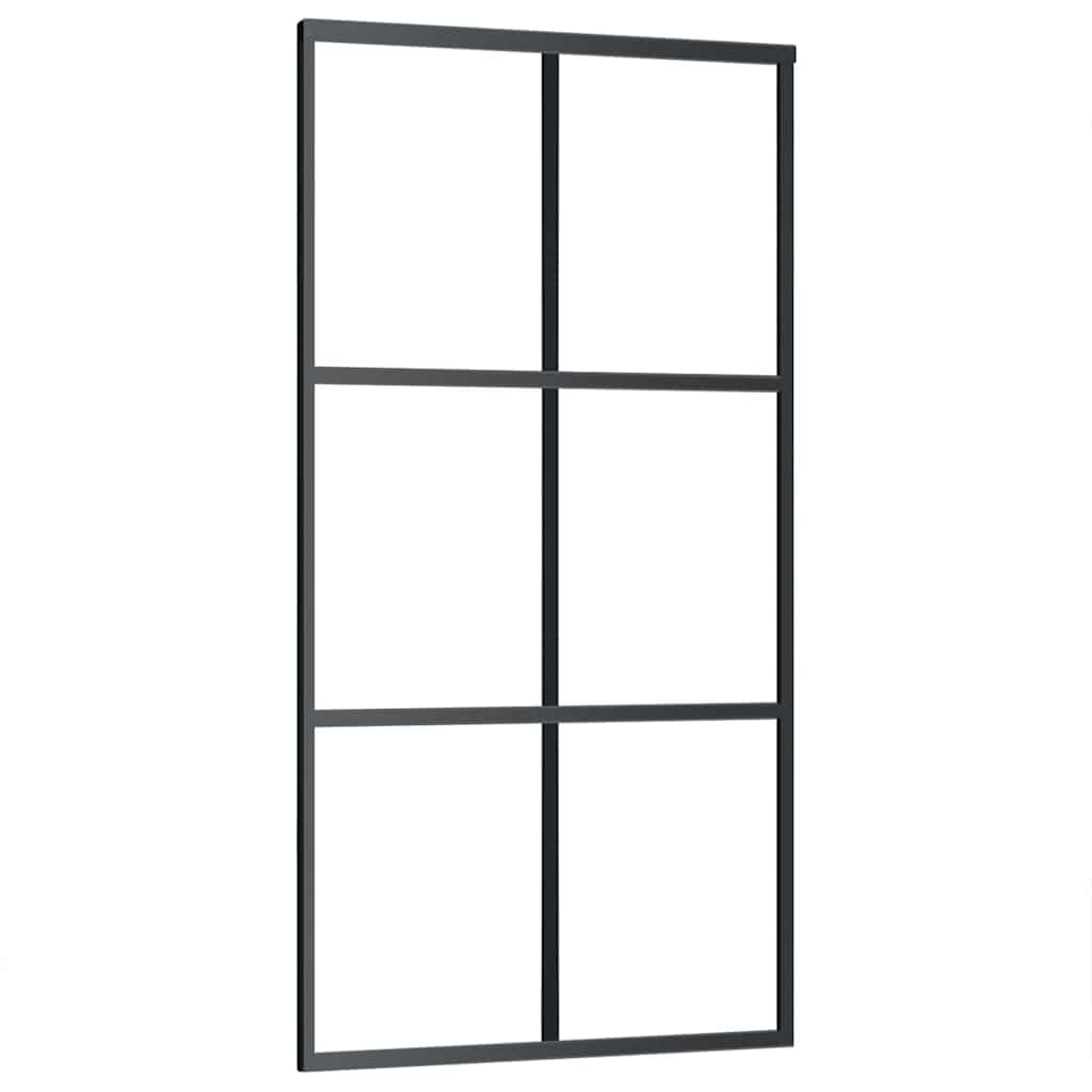 vidaXL Drzwi przesuwne z zestawem okuć czarne 102x205 cm ESG szkło