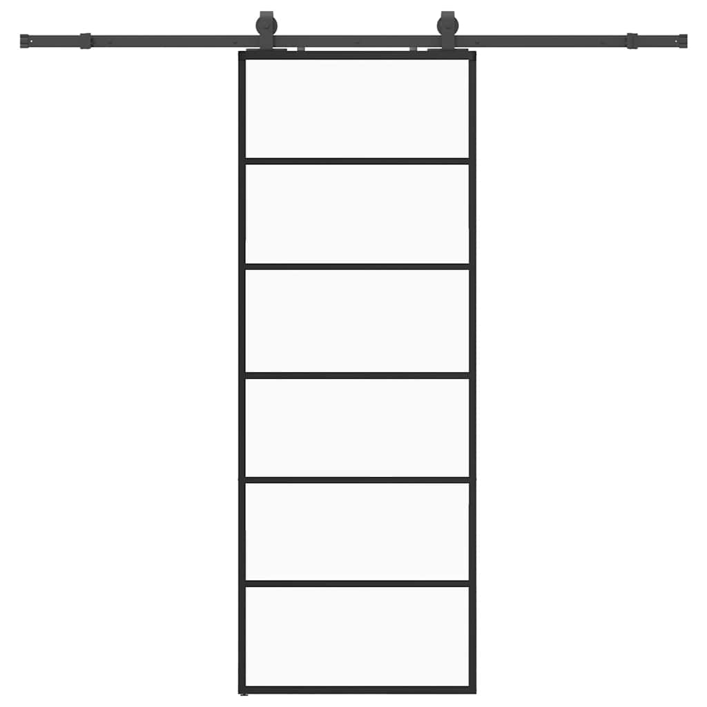 vidaXL Drzwi przesuwne z zestawem okuć czarne 76x205 cm ESG szkło