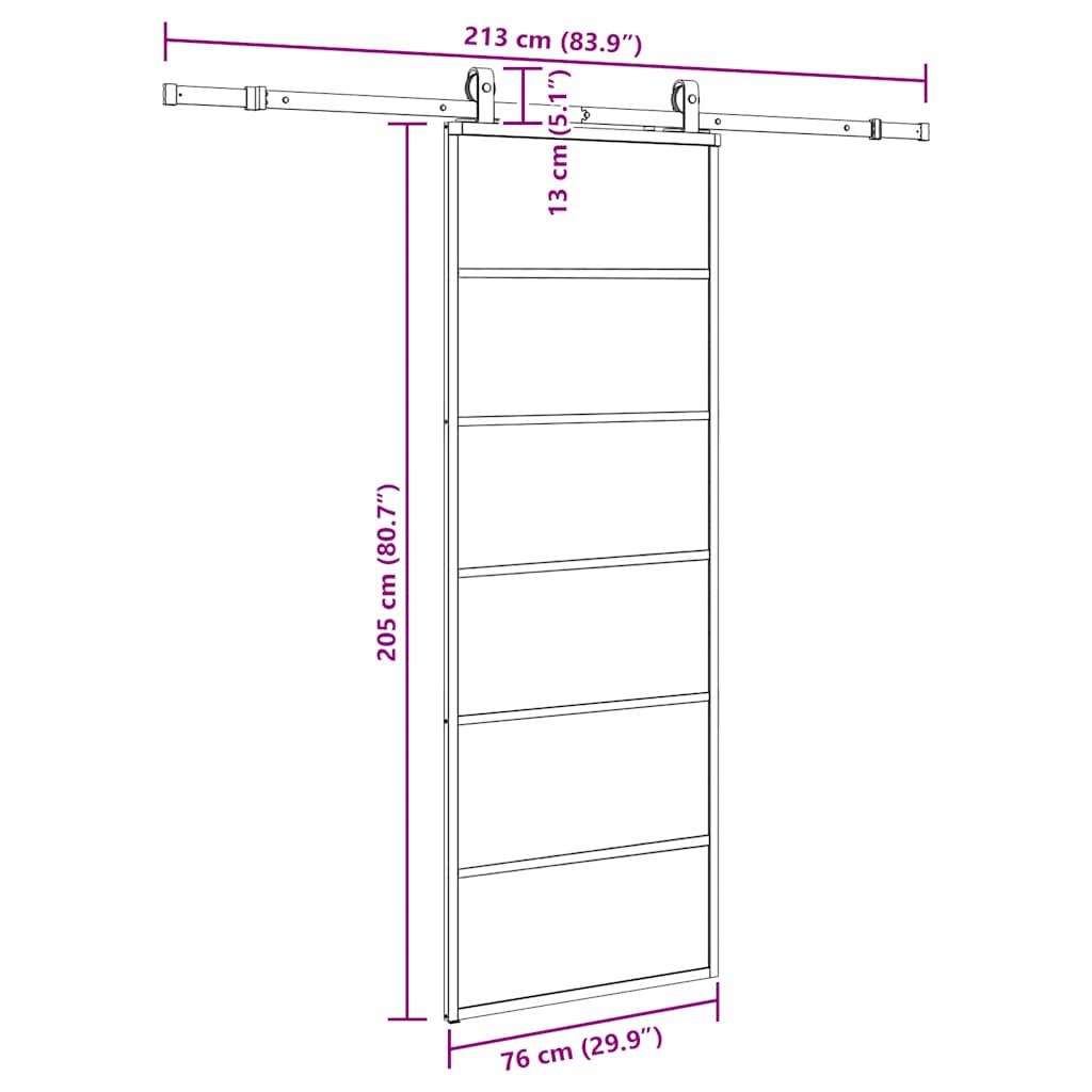 vidaXL Drzwi przesuwne z zestawem okuć czarne 76x205 cm ESG szkło
