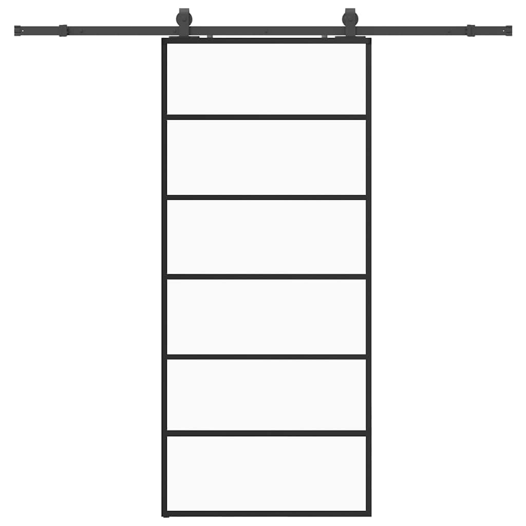 vidaXL Drzwi przesuwne z zestawem okuć czarne 90x205 cm ESG szkło