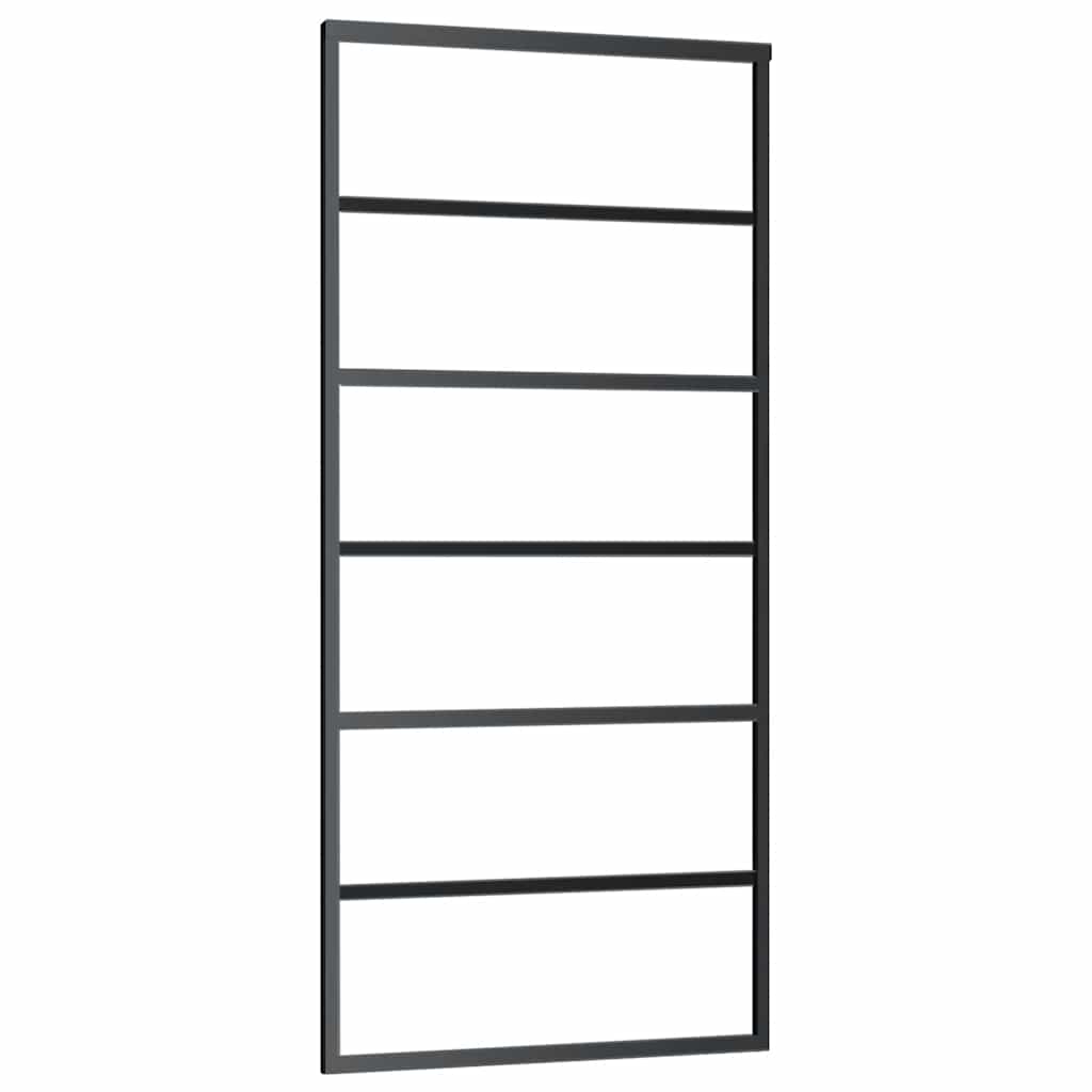 vidaXL Drzwi przesuwne z zestawem okuć czarne 90x205 cm ESG szkło