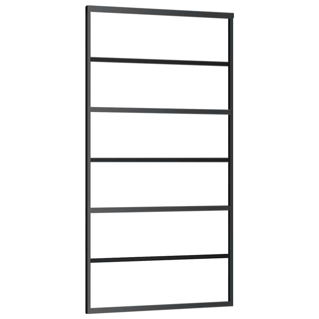 vidaXL Drzwi przesuwne z zestawem okuć czarne 102x205 cm ESG szkło