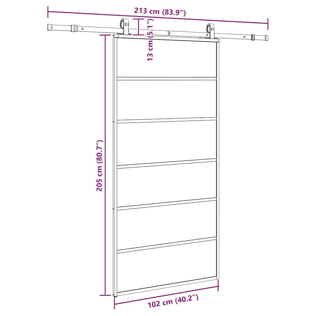 vidaXL Drzwi przesuwne z zestawem okuć czarne 102x205 cm ESG szkło