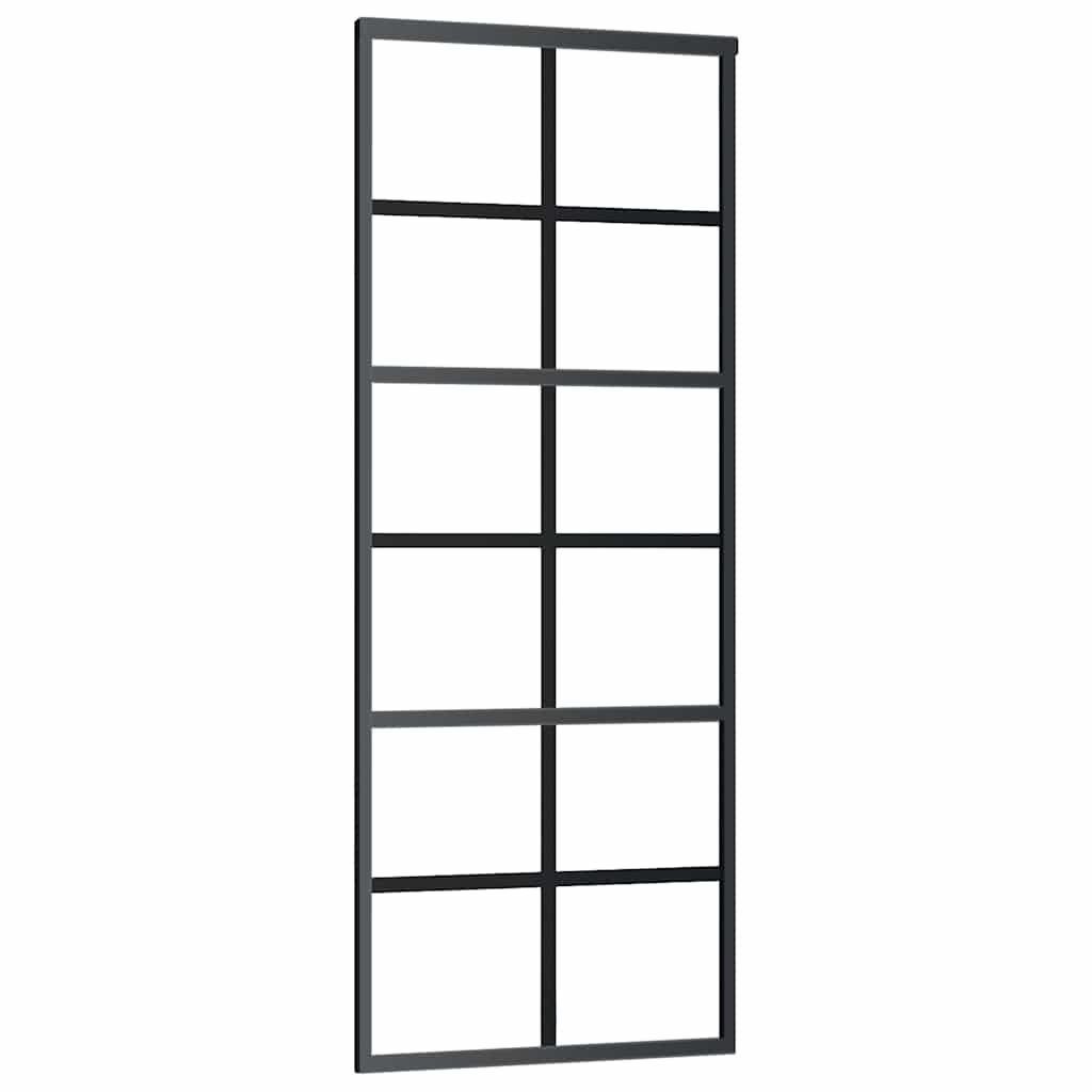 vidaXL Drzwi przesuwne z zestawem okuć czarne 76x205 cm ESG szkło