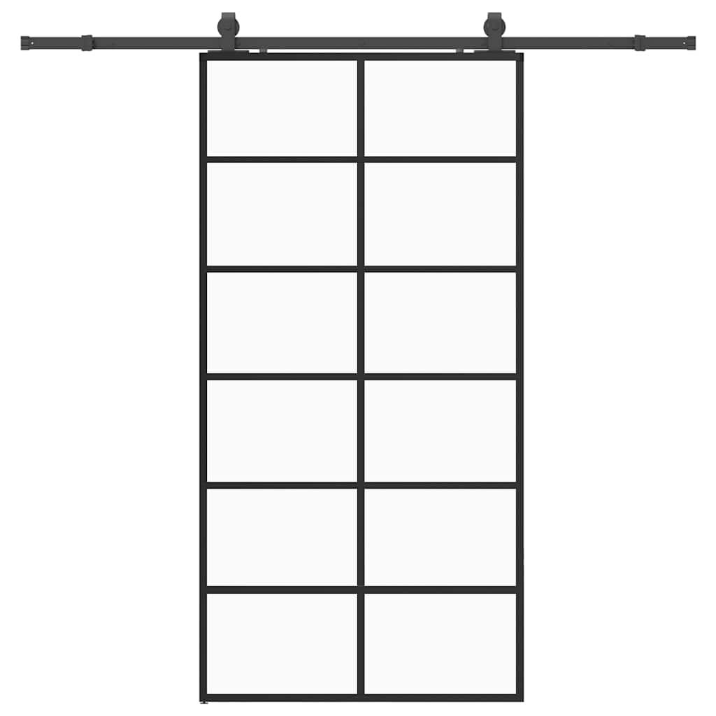 vidaXL Drzwi przesuwne z zestawem okuć czarne 90x205 cm ESG szkło