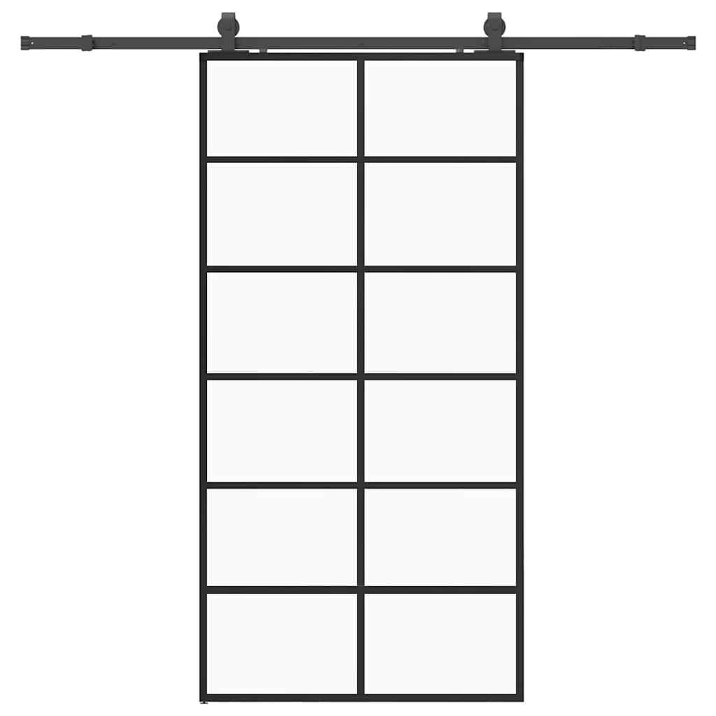 vidaXL Drzwi przesuwne z zestawem okuć czarne 102x205 cm ESG szkło