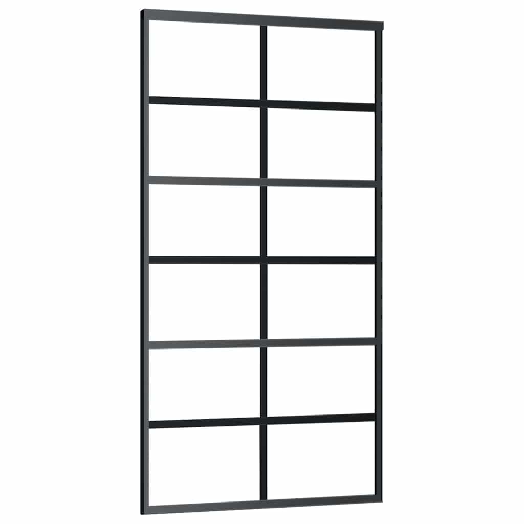 vidaXL Drzwi przesuwne z zestawem okuć czarne 102x205 cm ESG szkło
