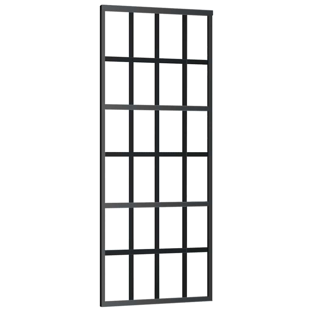 vidaXL Drzwi przesuwne z zestawem okuć czarne 76x205 cm ESG szkło