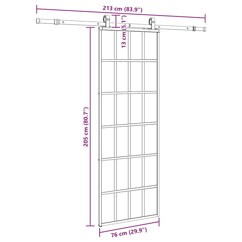 vidaXL Drzwi przesuwne z zestawem okuć czarne 76x205 cm ESG szkło