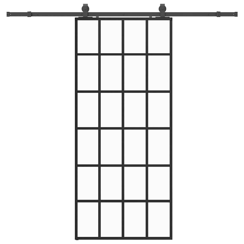 vidaXL Drzwi przesuwne z zestawem okuć czarne 90x205 cm ESG szkło