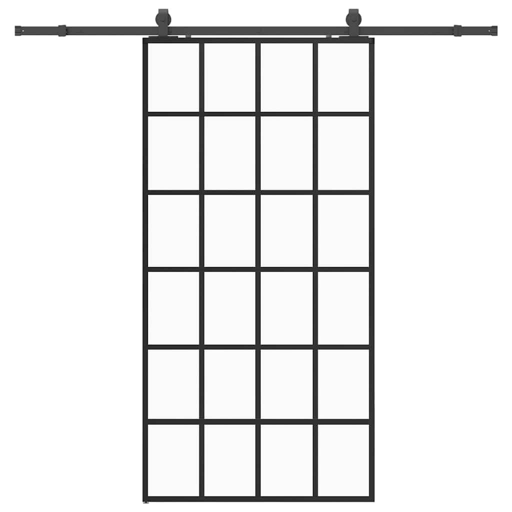 vidaXL Drzwi przesuwne z zestawem okuć czarne 102x205 cm ESG szkło