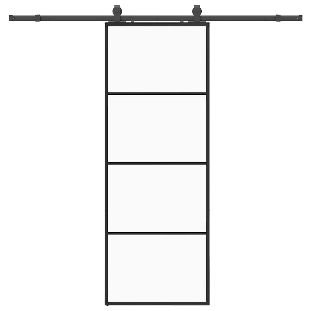 vidaXL Drzwi przesuwne z zestawem okuć czarne 76x205 cm ESG szkło